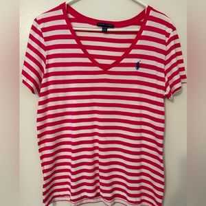 Ralph Lauren Woman’s Tee.  Size XL. Pink/White Striped.